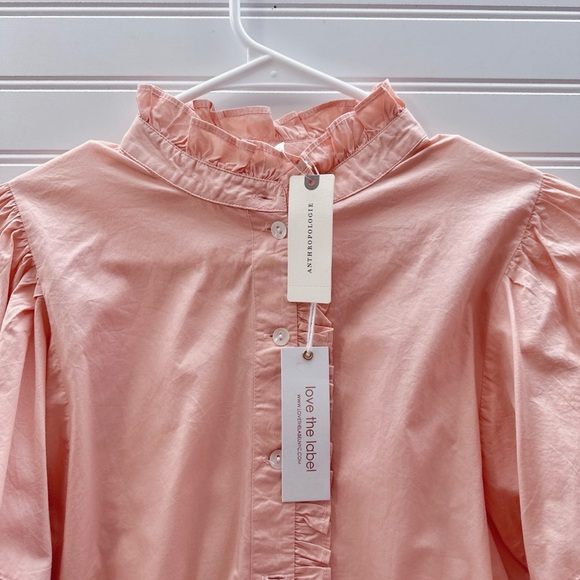 Anthropologie x Love The Label Puff Sleeve Lace Button Down Blouse NWT Size XS - Picture 8 of 12